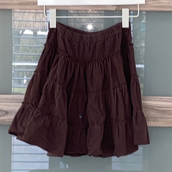 Garnet Hill brown corduroy tiered ruffle circle skirt size 8 - Picture 1 of 6